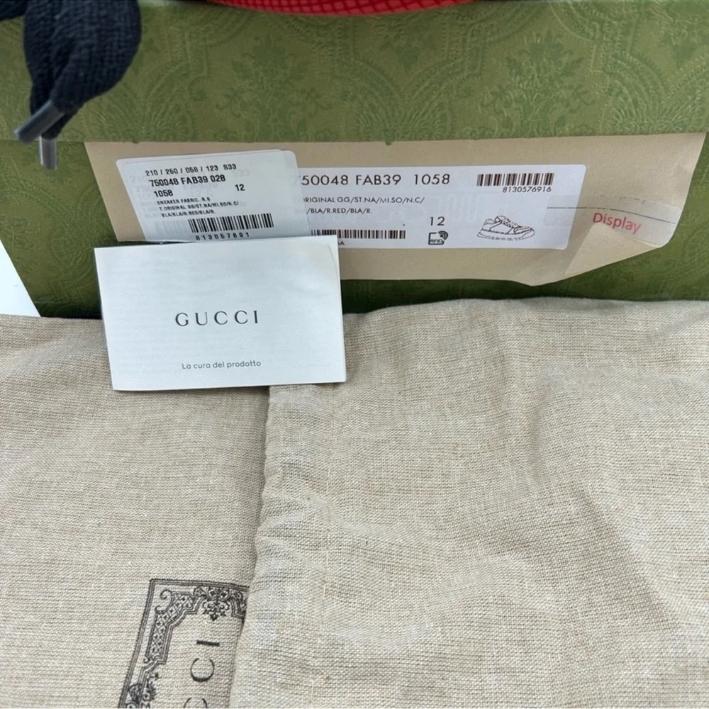 Men’s Gucci SCREENER sneakers in black GG canvas/leather size 12